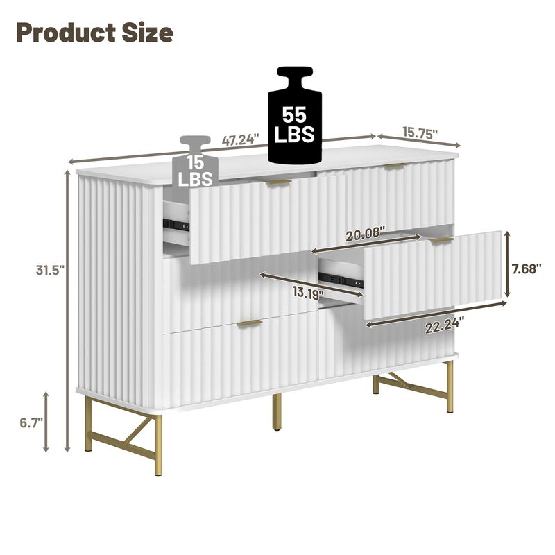 6-Drawer Dresser Chest with Metal Base