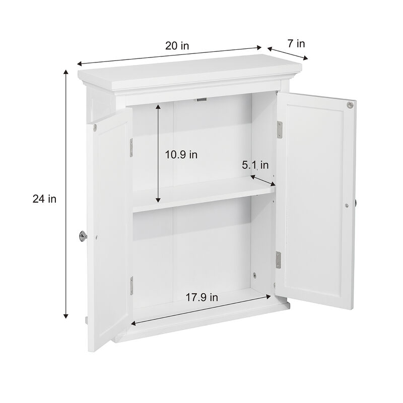 Teamson Home Glancy Two Shutter Doors Removable Wooden Wall Cabinet White