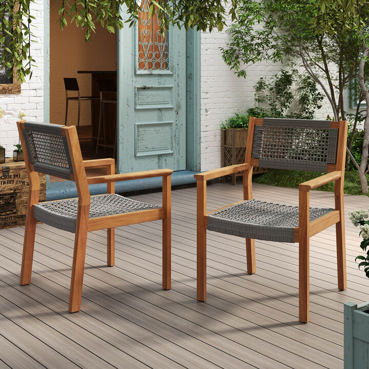 Merax 2 Pieces Acacia Wood Dining Chairs