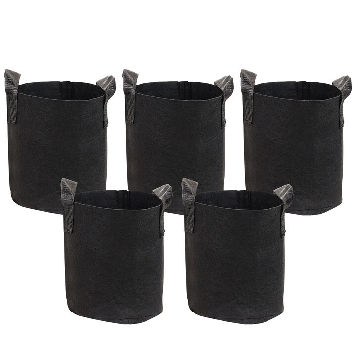 Sunnydaze Set of 5 Nonwoven Polypropylene Grow Bag with Handles - 2 gallon