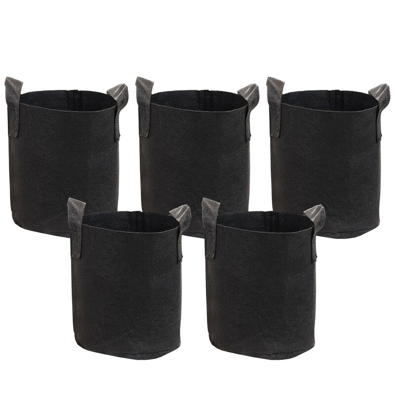 Sunnydaze Set of 5 Nonwoven Polypropylene Grow Bag with Handles - 2 gallon