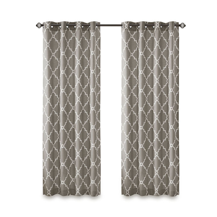 Gracie Mills Ondine Scroll Geometric Fretwork Grommet Window Curtain Panel