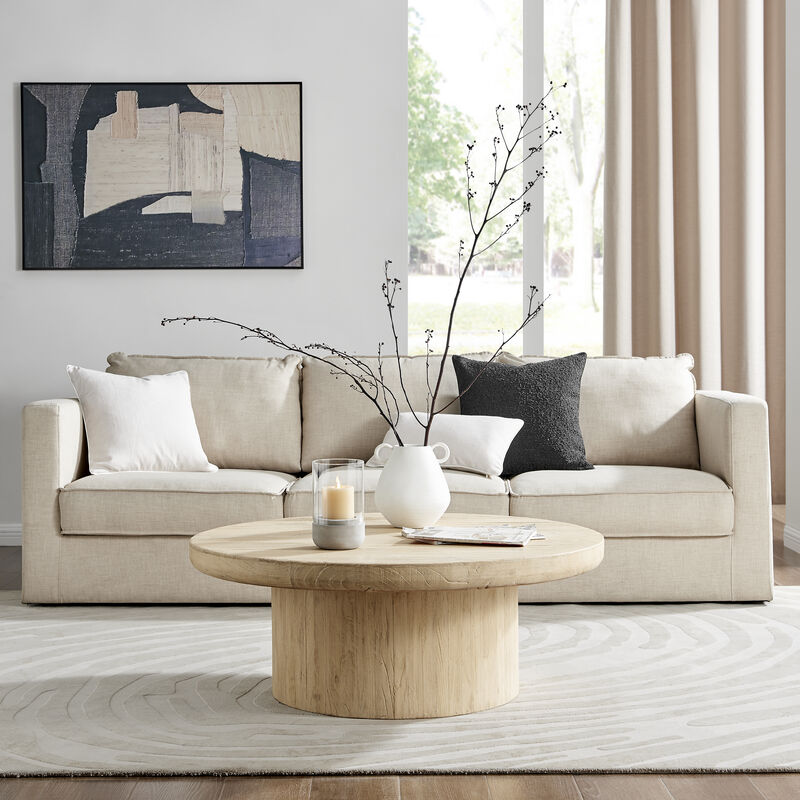 Danya B. Modern Cool Gray Cement Base and Glass Pillar Candle Holder