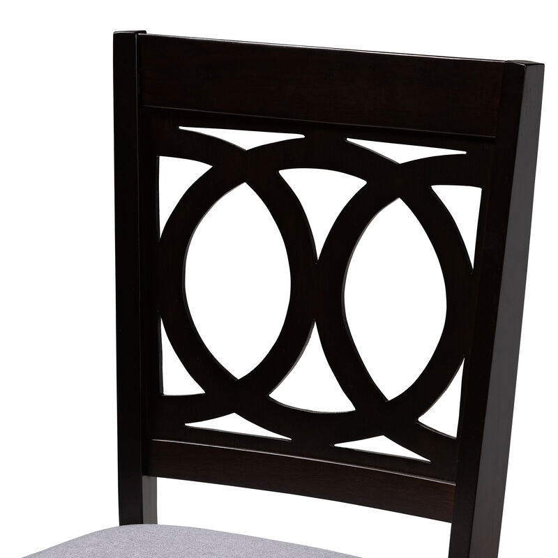 Baxton Studio Lenoir Modern Gray Fabric Upholstered Espresso Finished Wood Dining Chair