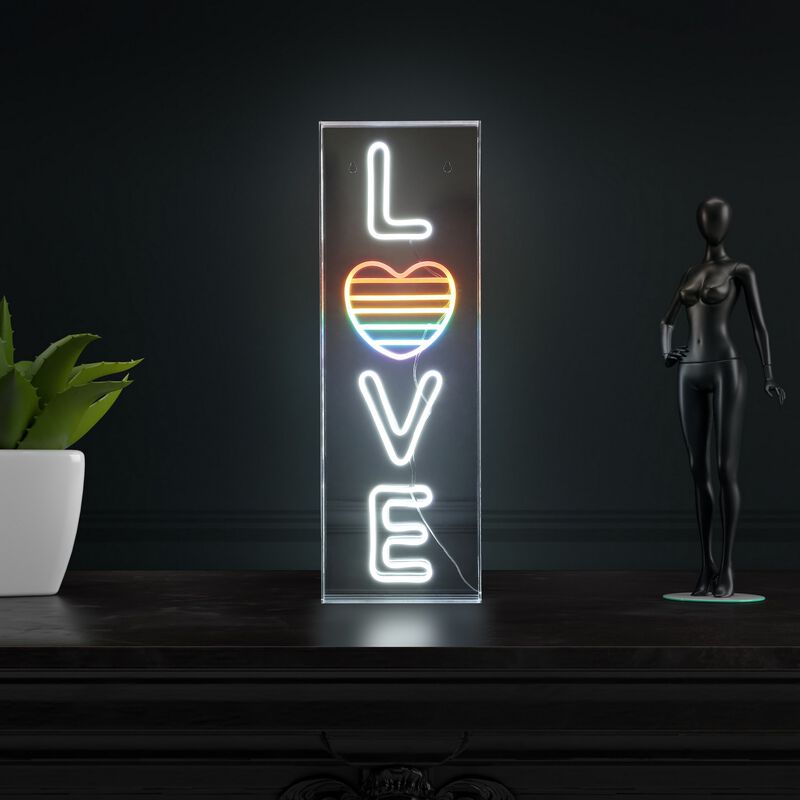 LOVE 8" X 24" Contemporary Glam Acrylic Box USB Operated LED Neon Light