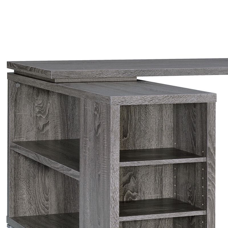 Modern Style Wooden Office Desk, Gray-Benzara
