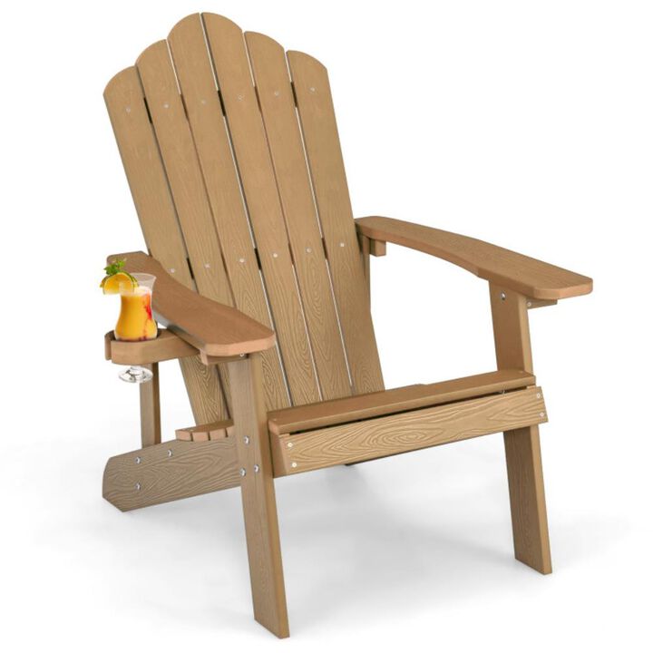 Hivvago Weather Resistant HIPS Outdoor Adirondack Chair with Cup Holder