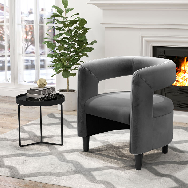Comfy Accent Armchair with Footrest-Grey