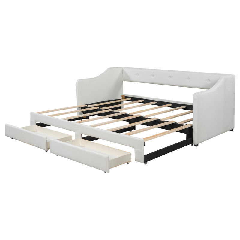 Merax Upholstered Daybed Bed with 2 Drawers