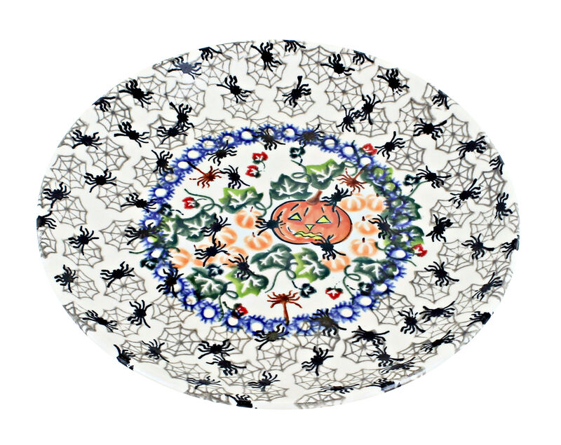 Blue Rose Polish Pottery Trick or Treat Dessert Plate