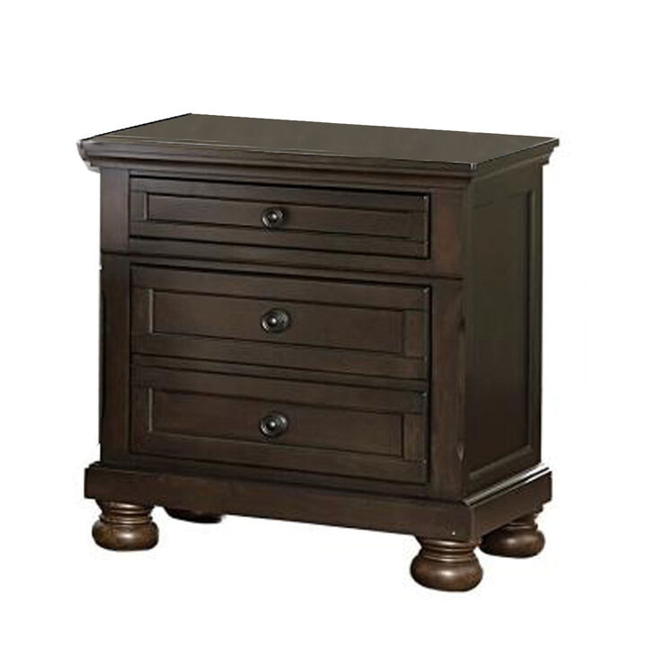Wooden Mid Century Design Night Stand Chest With Hidden Drawer, Dark Brown-Benzara