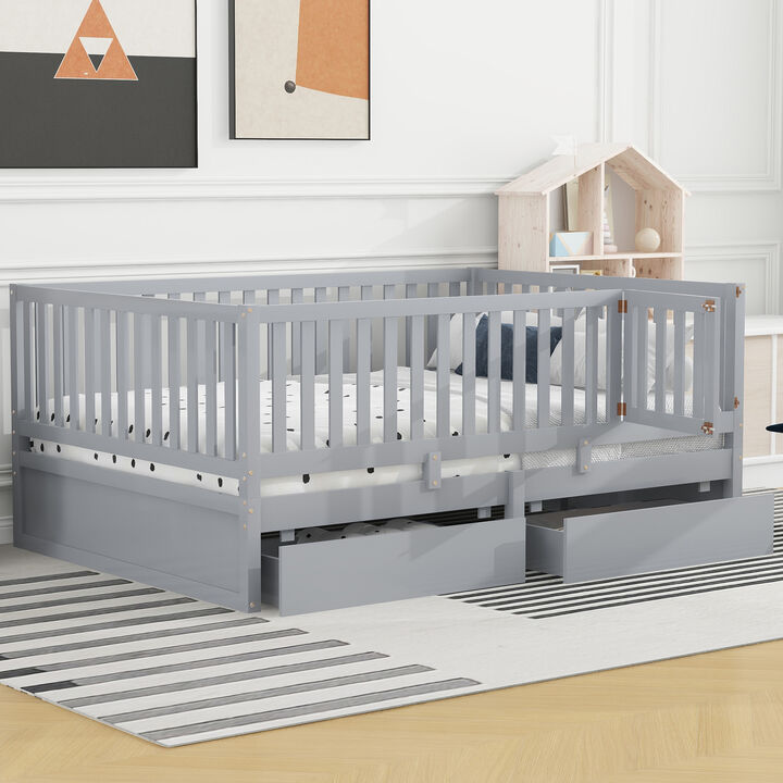 Merax Wood Daybed with Fence Guardrails