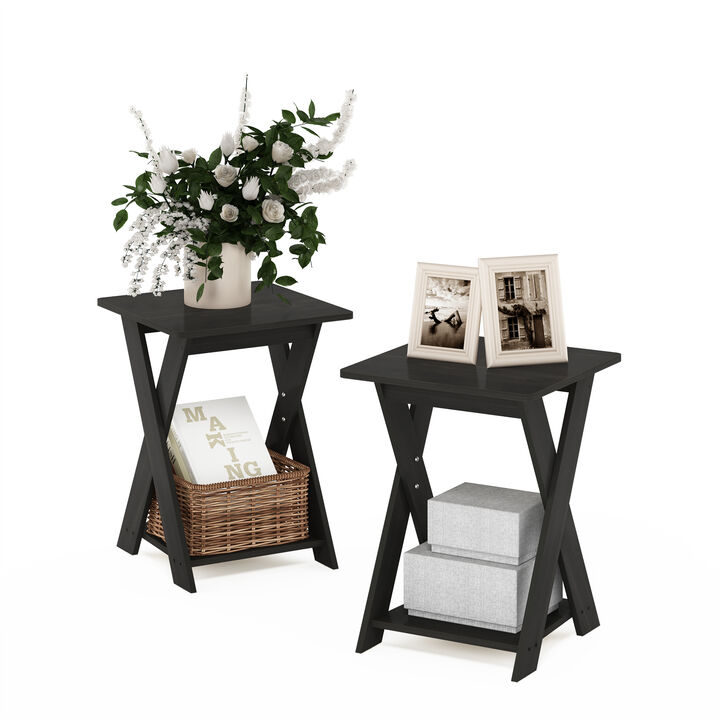 FURINNO Modern Simplistic End Table Set, 2-Pack, Espresso