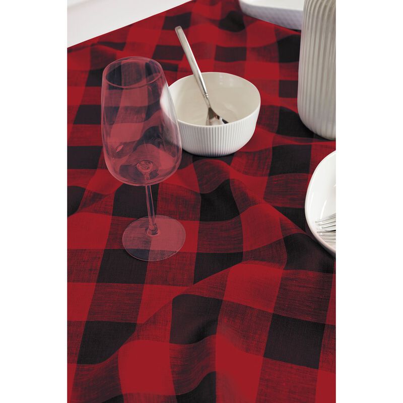 Solino Home 100% Pure Linen Table Throw 52 x 52 Inch | Buffalo Check