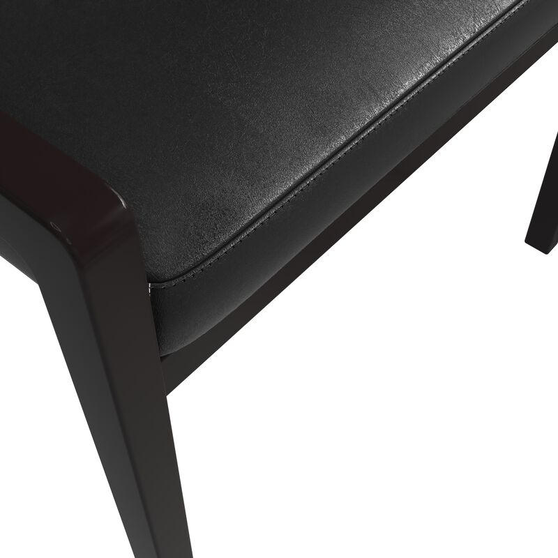 Leisuremod Ethora Collection Modern Wooden Dining Chair in Black Fabric Seat With white top