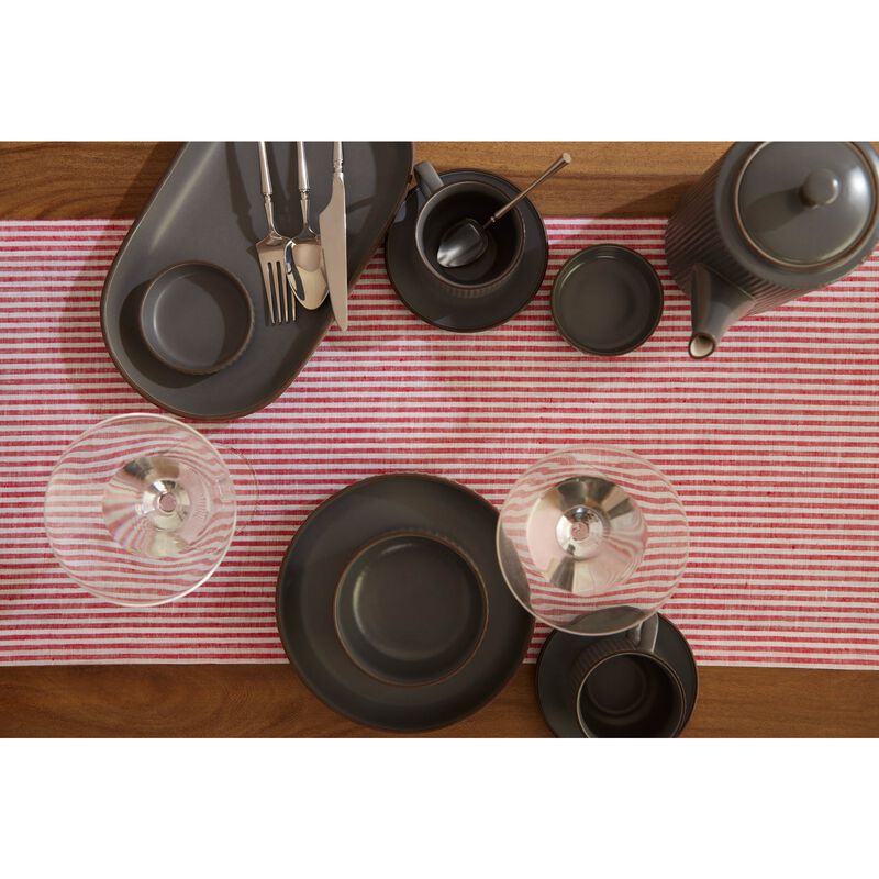 Solino Home 100% Pure Linen Table Runner 14 x 90 Inch | Narrow Stripe