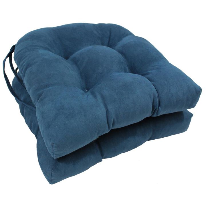 Blazing Needles 16-inch Solid Microsuede U-shaped Tufted Chair Cushions (Set of 2)