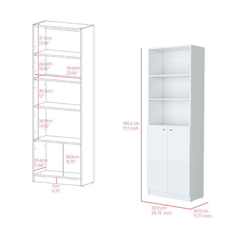 Bookcase Dual-Door Benzoni, Office, White