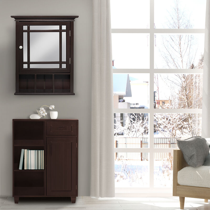 Teamson Home Neal Removable Wooden Medicine Cabinet with Mirrored Door- Espresso