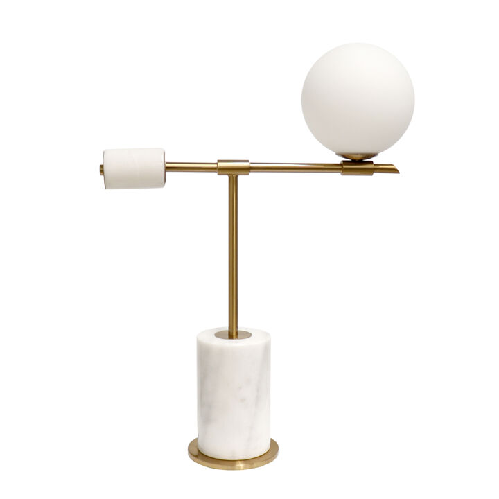Pasargad Home Bianca Metal & Marble Table Lamp, H26"