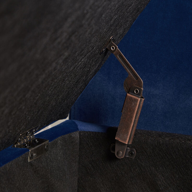 51.5" Bed Bench With Storage Navy Blue Velvet