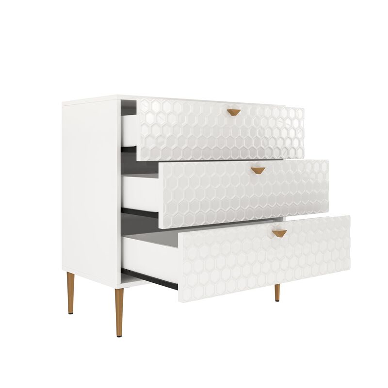 White Accent Storage Cabinet with 3-Drawer Chest