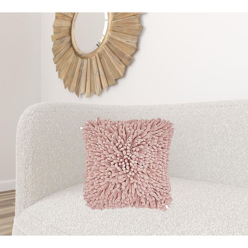 Hivvago 20" Pale Pink Soft Nubby Shag Throw Pillow