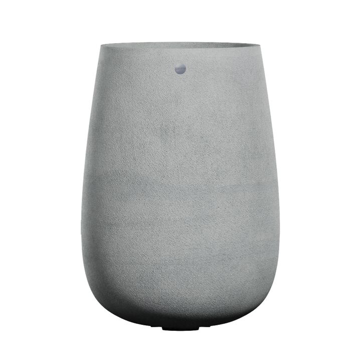 COSAPOTS Mondo High Tall Planter – White Stone Finish – Fiberglass Indoor/Outdoor and Weather-Resistant Round Planter (17.7" D x 30.9" H Exterior, 16.5" D x 30.7" H Interior)