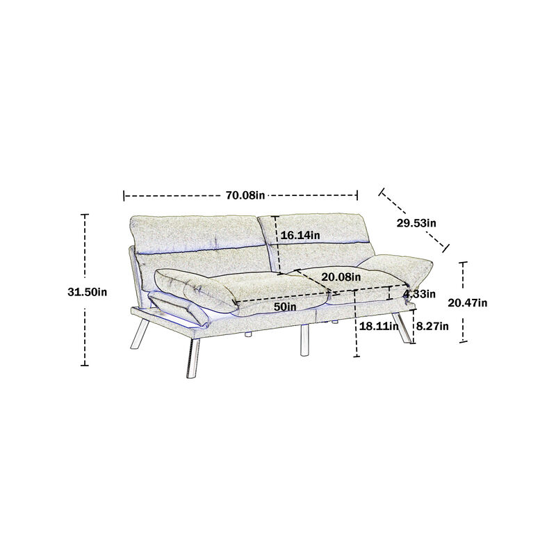 Merax Loveseat Sleeper Sofa with Thick Cushion