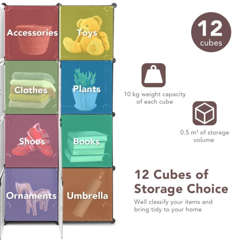 Hivvago DIY 12 Cube Portable Closet Storage Organizer