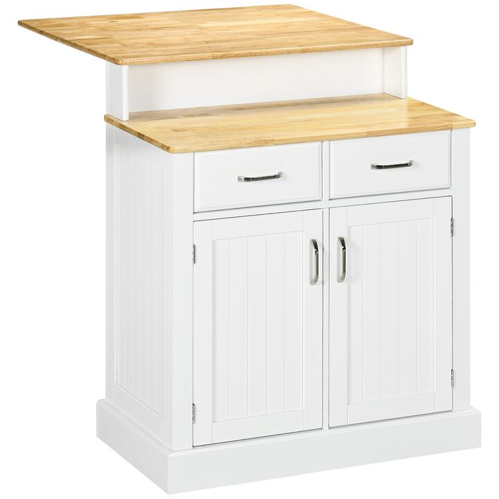 White Kitchen Sideboard: Buffet Cabinet with Wood Countertop