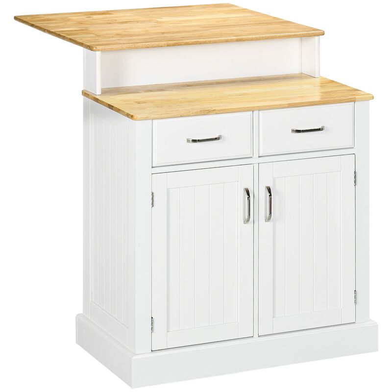 White Kitchen Sideboard: Buffet Cabinet with Wood Countertop
