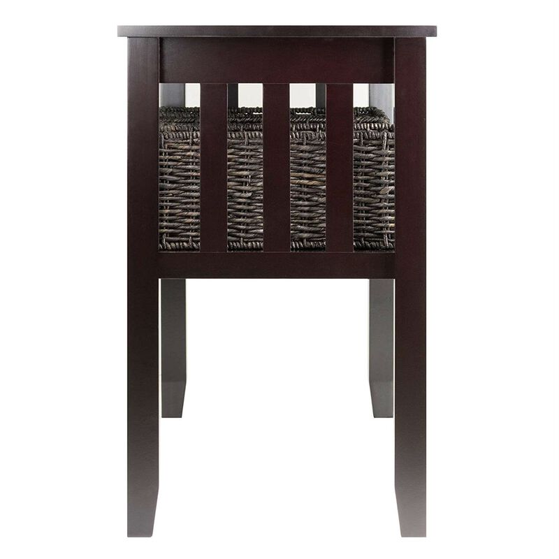 Hivvago Espresso 2 Tier Entryway Hall Console Table with 3 Storage Baskets