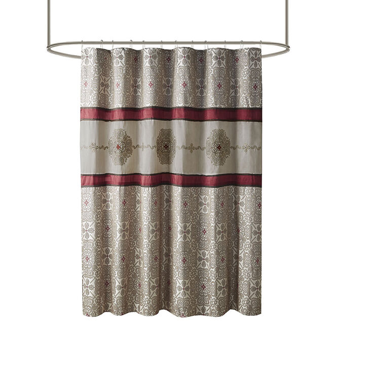 Gracie Mills Kurtis Medallion Jacquard Embroidered Shower Curtain