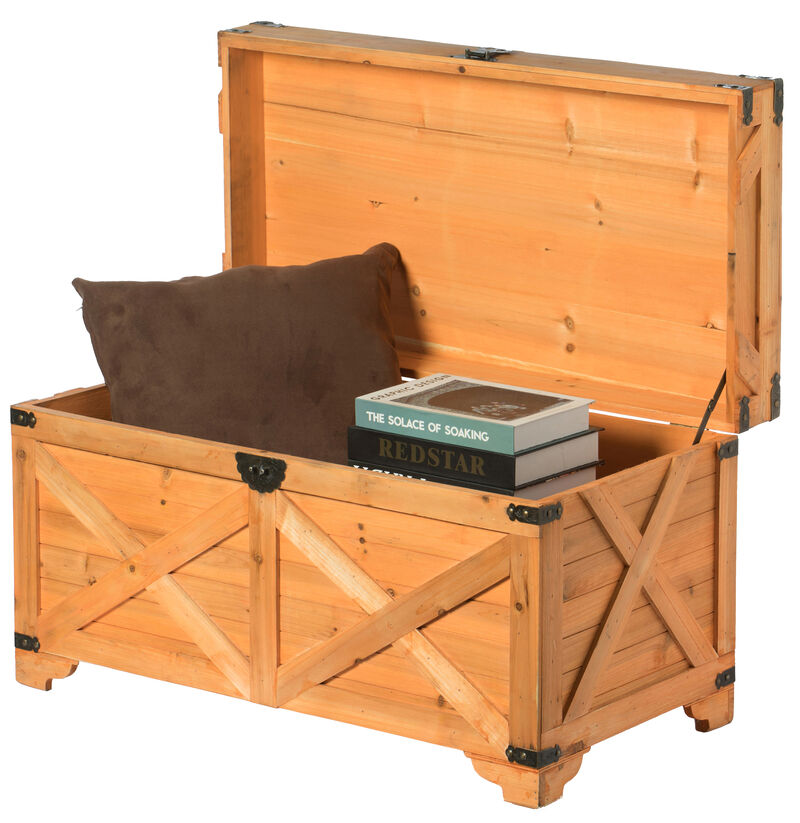 Barn Design Large Decorative Farmhouse Wooden Storage Trunk Chest