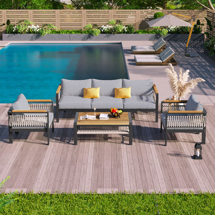 Merax 4 Pieces Outdoor Sectional Sofa Cnversation Set