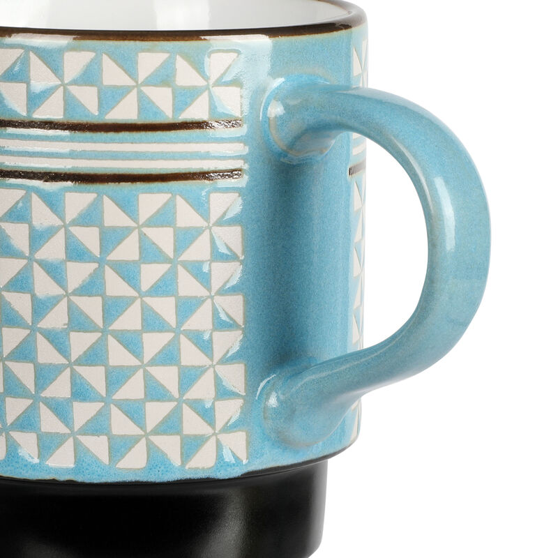 Mr. Coffee Prime Valley 4 Piece 15 Ounce Stackable Coffee Mug Set in Assorted Designs