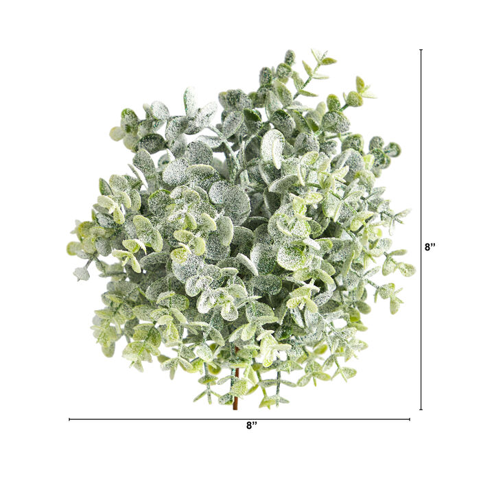 Hivvago 8" Frosted Eucalyptus Decorative Artificial Ball (Set of 3)