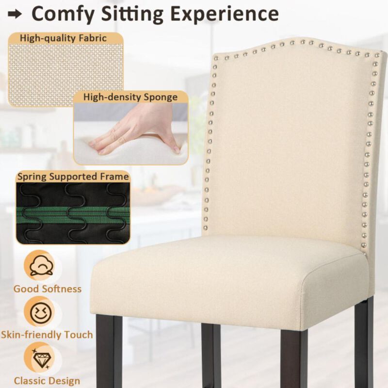 Hivvago 2 Pcs Fabric Nail Head Counter Height Dining Side Chairs Set