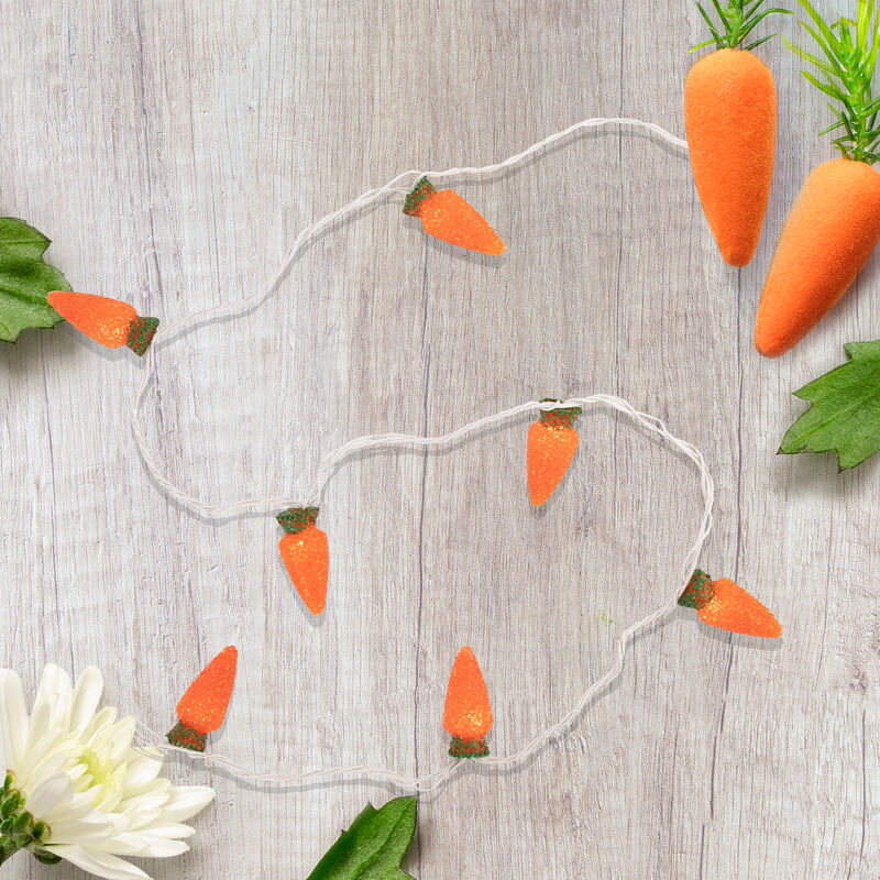 10-Count Orange Carrot Easter String Light Set  7.25ft White Wire