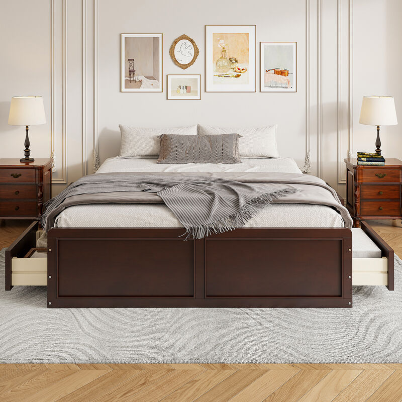 Merax Platform Bed Frame with 6 Drawers