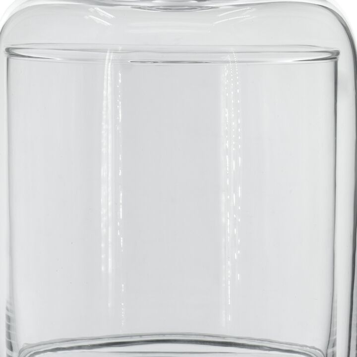 Set of 2 Large Glass Serving Platters with Dome and Finial Handle, Clear - Benzara