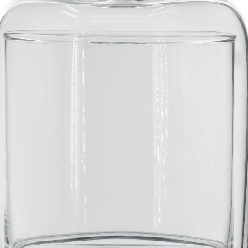 Set of 2 Large Glass Serving Platters with Dome and Finial Handle, Clear - Benzara