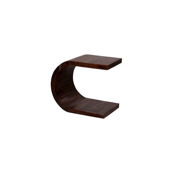 Porter Designs Ellipse Solid Acacia Wood End Table, Brown (Set of 2)