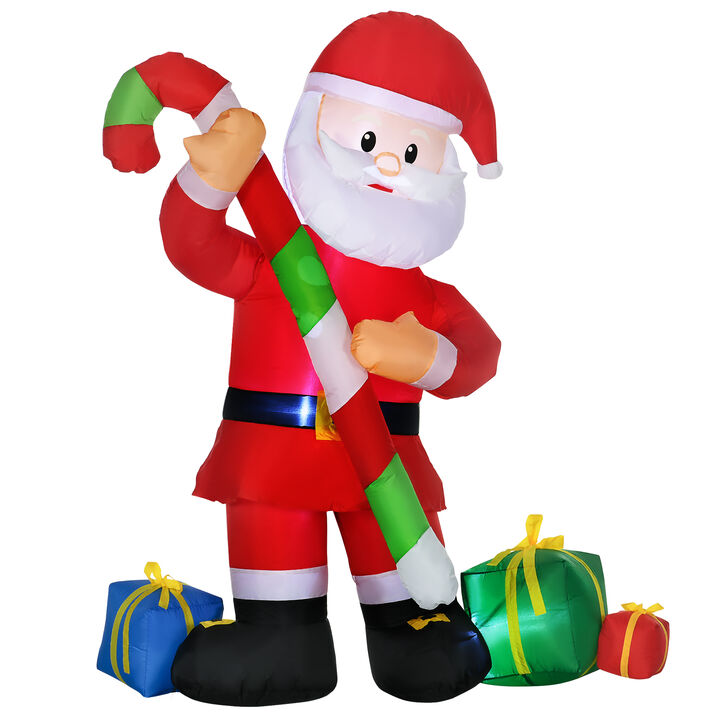 HOMCOM 72" Christmas Inflatables Santa Claus with Candy Cane for Yard