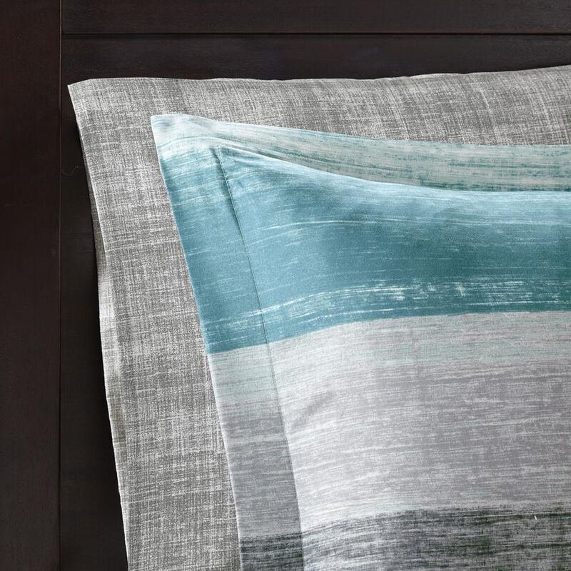 Belen Kox Aqua Watercolor Stripe Complete Bed and Sheet Set, Belen Kox
