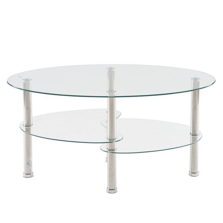 Dual Fishtail Style Coffee Table, Elegant Center Table for Living Room Decor