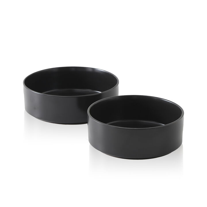 Stone Lain Celina Stoneware Service Bowl Set 2 Piece, Black
