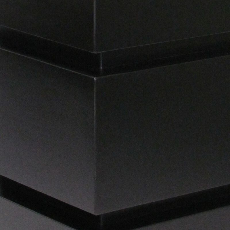 Wooden Pedestal Stand in Stacked Cube Design, Antique Black - Benzara