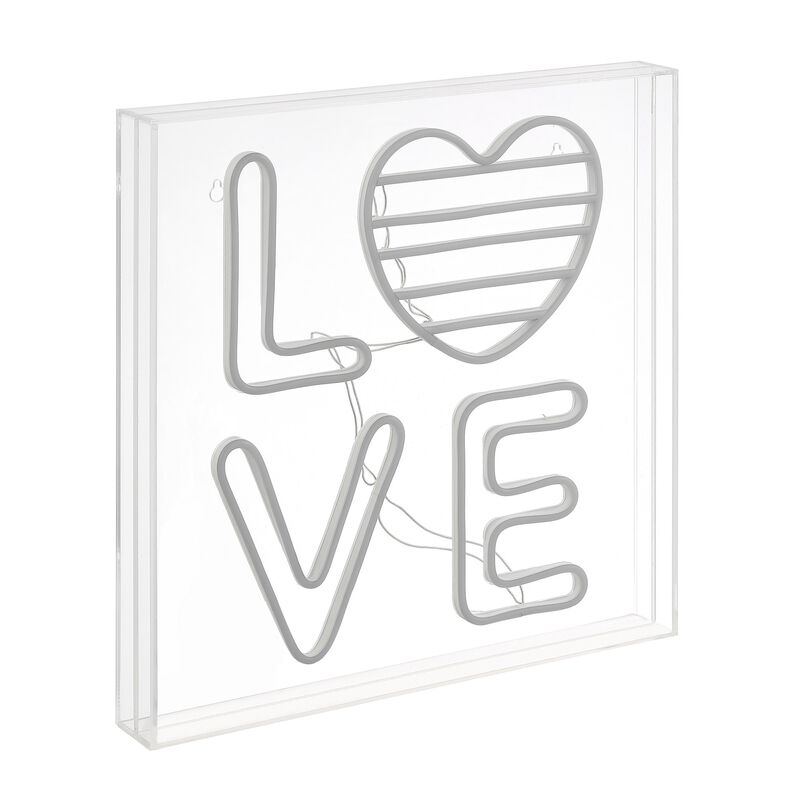 LOVE 15" Square Contemporary Glam Acrylic Box USB Operated LED Neon Light